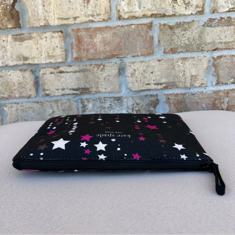 Kate Spade New York Black Pink Stars Falling Pouch Cosmetic Travel organizer OS